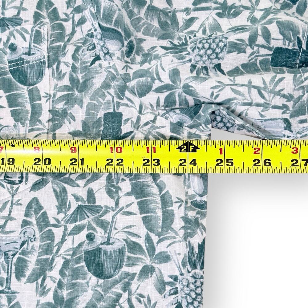NWT Tommy Bahama Mens L Deep Sea Teal Cotton Tropical Pineapple Print Camp Shirt - Picture 8 of 9